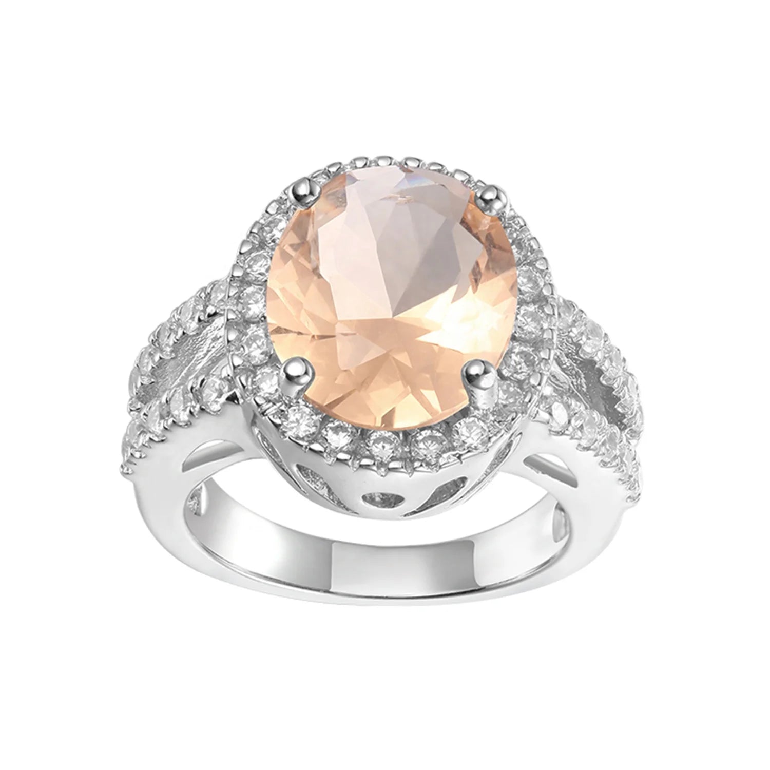 Abiding Gemstone Oval Natural Citrine Stackable Cubic Zirconia Simulated Diamond Ring for Women Wedding