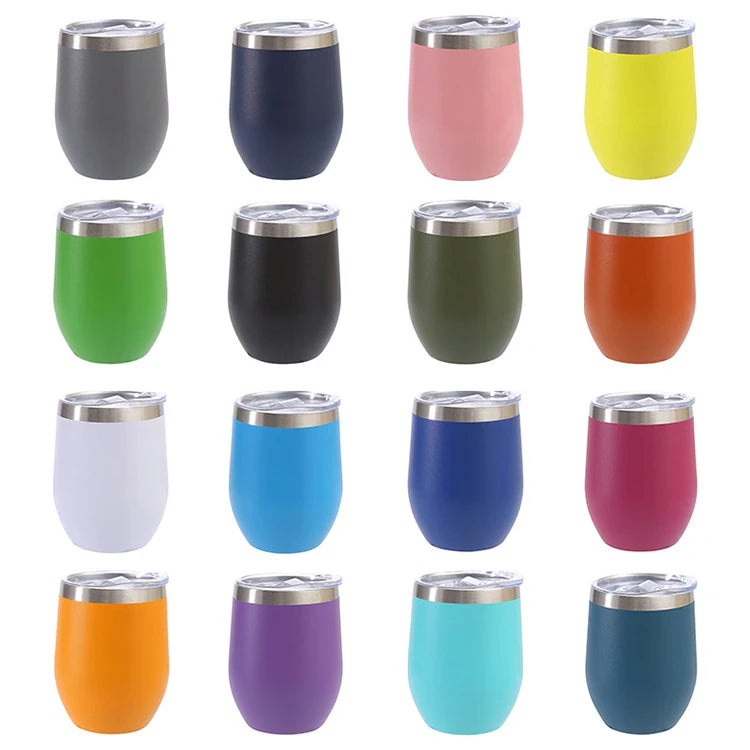 Wholesale 12oz Travel Coffee Mug Custom Logo Multicolor Egg Shape 304 Stainless Steel Tumbler Double Wall Water Bottles