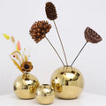 Modern Luxury Porcelain Golden Small Round Ball Vase Set of 3 for Home Decor and Weddings Tabletop Accent