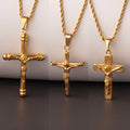 Hot Fashion Stainless Steel Cross Pendants Necklace Jewelry 18k Gold Plated Tarnish Free Jesus Crucifix Cross Necklaces for Men