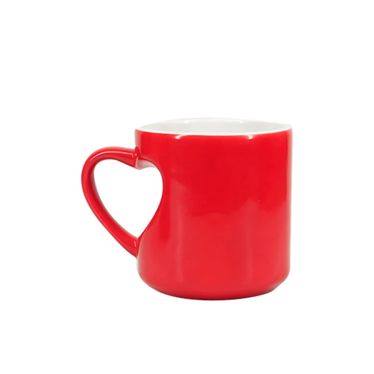 Wholesale Sublimation 300ml 11oz Color Change Ceramic Mug with Peach Heart Magic Design Personalized for Gifts