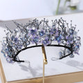 Luxurious Purple Crystal Crown Earrings Set for Women Princess Banquet Performance Headpiece Bridal Hair Accessories