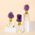 Vintage Perfume Bottles Natural Amethyst Cluster Crystal Empty Refillable Fragrance Bottle Home Decoration
