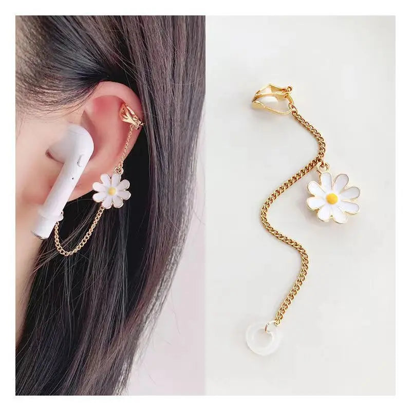 SC Popular Anti Bluetooth Earphone Loss Earrings Chain Tassel Earrings Flower Star Leaf Fish Tail Butterfly Earrings