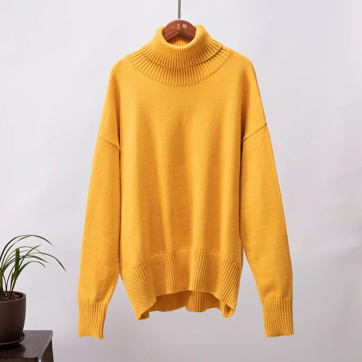 Factory Wholesale Autumn Winter Warm Knitted Tops Pullover Turtleneck Casual Long Sleeved Ladies Sweater for Women