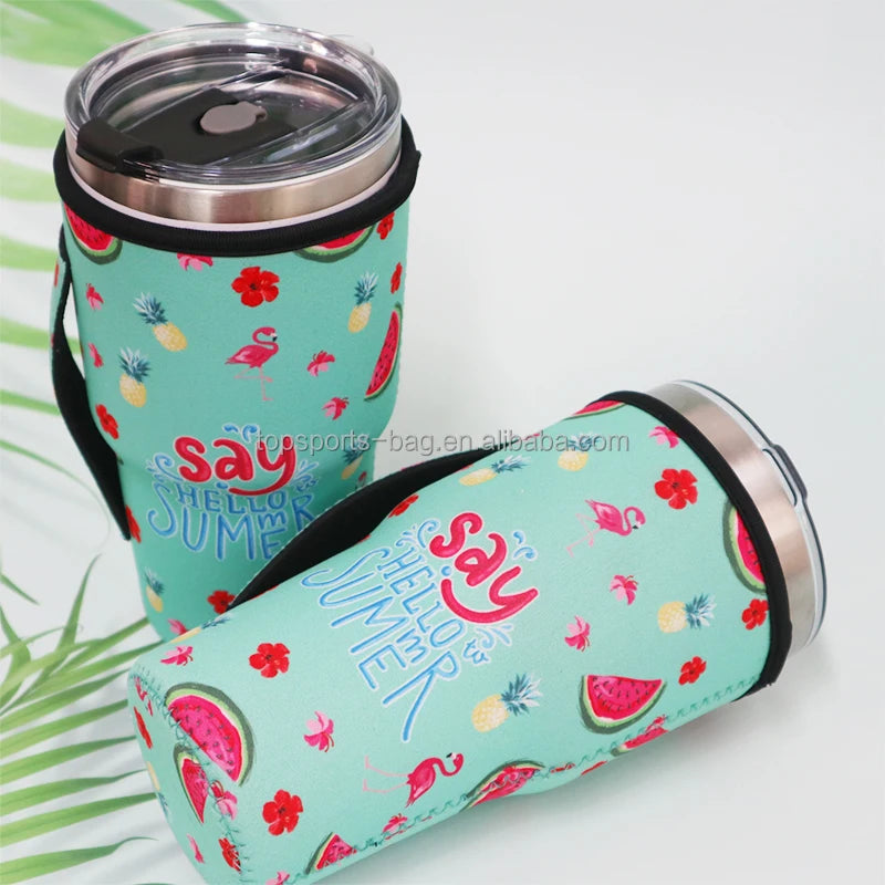 Summer Style Reusable Neoprene 30oz Tumbler Cup Holder Sleeve Insulated Iced Coffee Cup Insulator Sleeve With Handle
