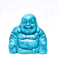 Huiying Hand carved stone 37*37mm blue turquoise sitting happy buddha statue natural gemstone religious carving for decoration