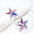 Wholesale Patriotic Star Napkin Ring American Independence Day Party Table Decoration Metal Napkin Holder Rhinestone Stocked
