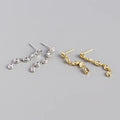 Light Luxury 925 Sterling Silver Geometric Beads Chain Tassel Drop Earrings for Women Girls