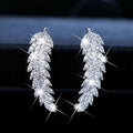 Huitan Novel Feather Design Sweet Zircon Silver Gold Rose Gold Stud Earrings Girls Lady Lovely Women Fashion Earrings Trend 2021