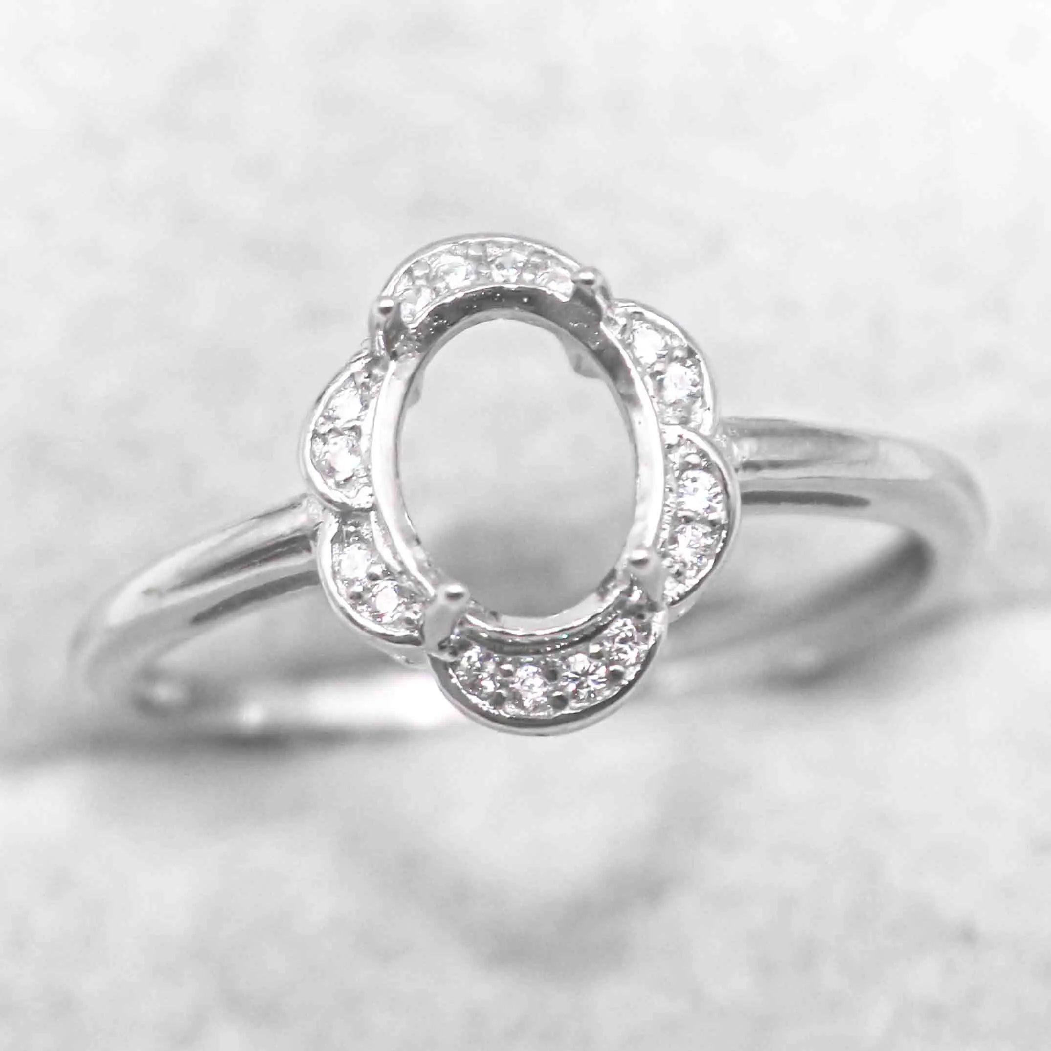 Sterling Silver 5*7/6*8/7*9/8*10/9*11/10*12mm Semi Mount Ring Empty Blank S925 Setting Base Without Center Stone for DIY Inlay