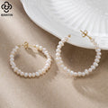 RINNTIN GPE69 2023 Popular Style Sterling Silver 14k Gold Plated Hoop Earrings C-shaped Freshwater Pearl Earrings