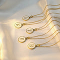 Stainless Steel Necklace Set 18k Pendant Collar Chain Fashion Circular Drop Glue 26 Letter Alphabet Necklace for Girls