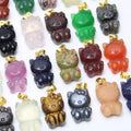 Wholesale 2cm Natural Gemstone Crystal Mini Hello Kitty Cat Pendant With 18kGold Plated 925 Silver Hook Stainless Steel Chain