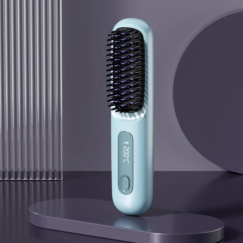 Cordless Hair Straightener Brush Comb Portable Straightening Brush for Women Anti-Scald Hot Hair Brush Heat Comb