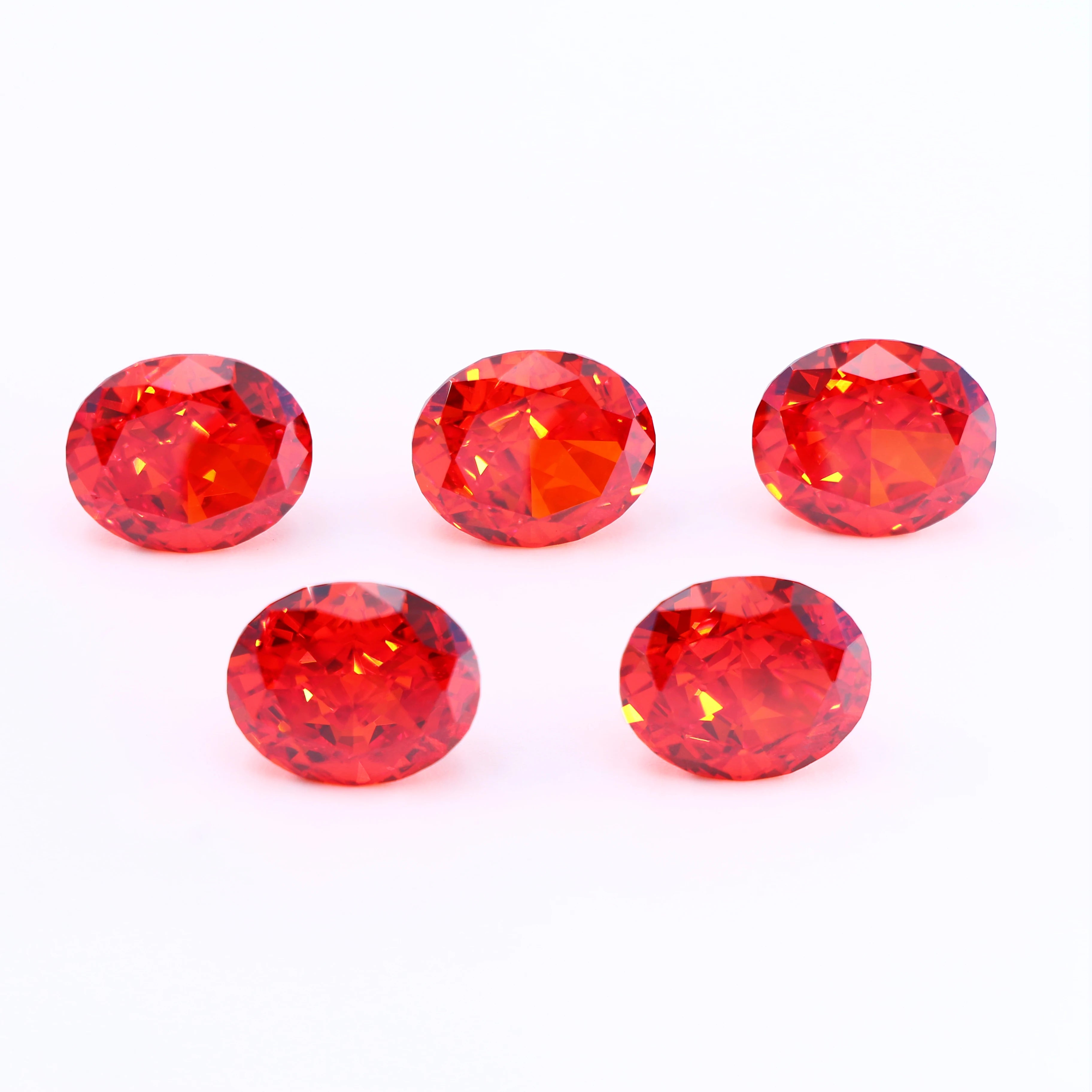 Factory Price Padparadscha Colorful Oval CZ Stone Heat Treated Grade AAA Crushed Ice Cut Gemstones