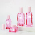 Empty pink Luxury Skincare Lotion Bottles New Cosmetic Packaging Glass Pump Bottle 100ml