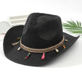 2026 New Bohemian Wide Brim Sun Straw Hats Women Floppy Beach Hats Summer Cowboy Hats with Tassels Adjustable String