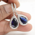 CAOSHI Vintage Water Drop Design Blue Crystal Cubic Zirconia Earrings for Hot Selling Women Wedding Silver Plated Drop Earrings