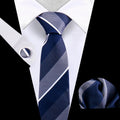 Luxury Striped Tie Necktie Set  Floral Polk Dot Polyester Necktie Sets for Men With Cufflinks Hankies Wholesale in Shengzhou