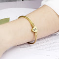 Fashion Girls Gold Color Stainless Steel Heart Bracelet Bangle With Letter Fashion Initial Alphabet Charms Bracelet for Women