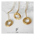 Carline New Design Gold Plated Stainless Steel Necklace Cubic Zircon Circle Hollow Donut Pendant Necklace for Women