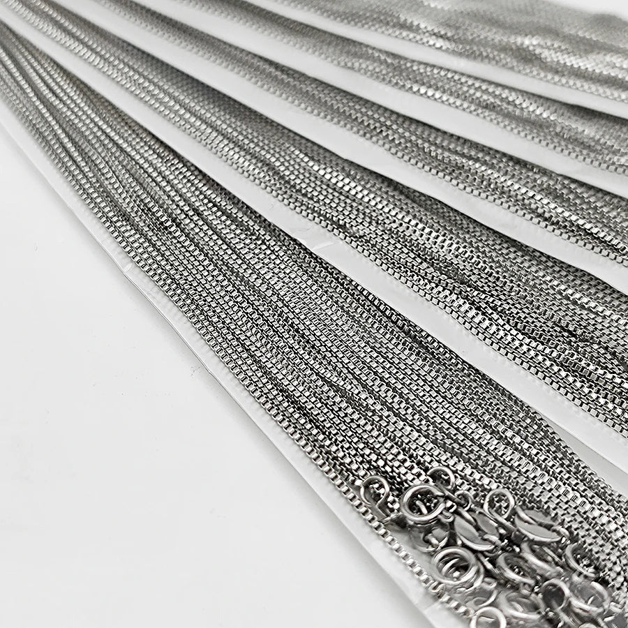 Fashion Jewelry 1mm Box Chain Stainless Steel Necklace Fine Jewelry Stainless Steel