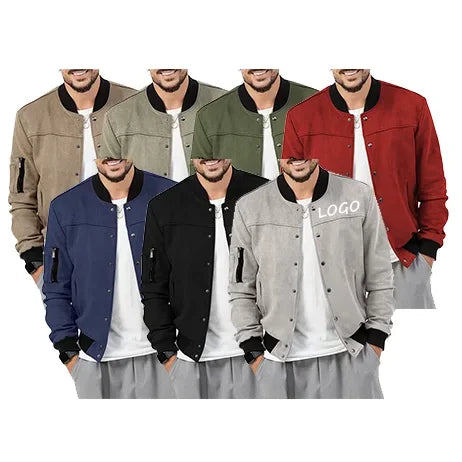 2025 Autumn/winter Suede Standing Collar Button Cardigan Jacket Casual Fashion American Style Jacket