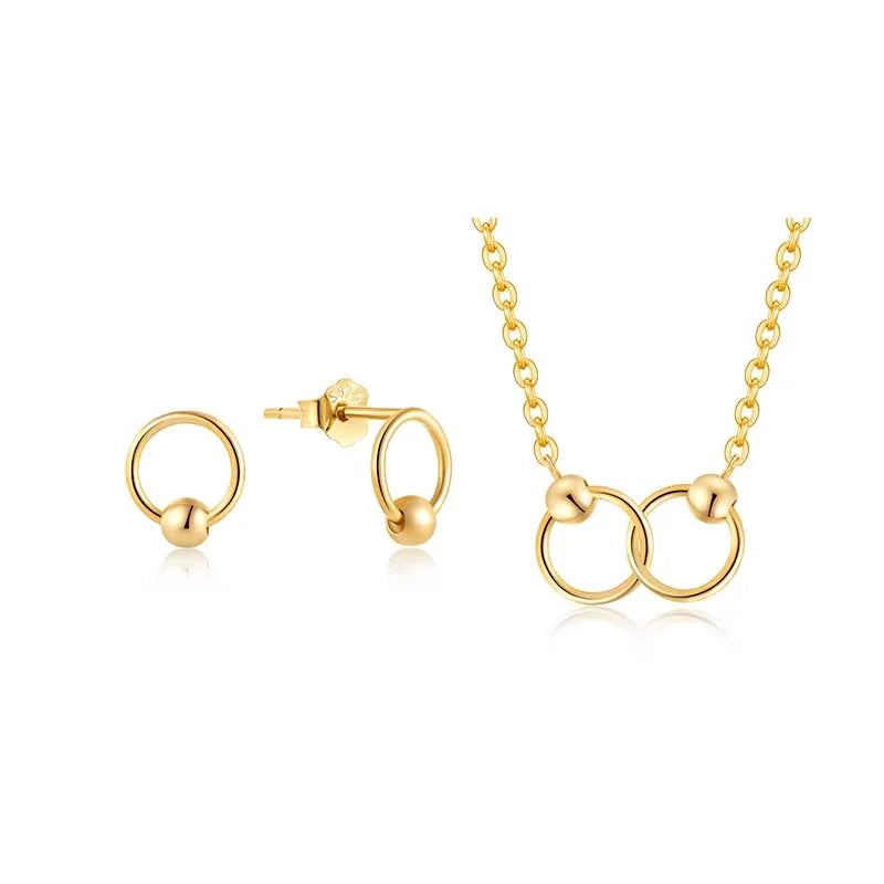 QX Custom OEM Wedding 925 Sterling Silver 18K Gold Plated Luxury Star Necklaces Earrings Sets Fine Jewelry Set for Women