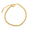 Classic Gold Plated Stainless Steel Bead Bracelet Non-Tarnish Waterproof With Zircon Main Stone Fashion Jewelry Bangles