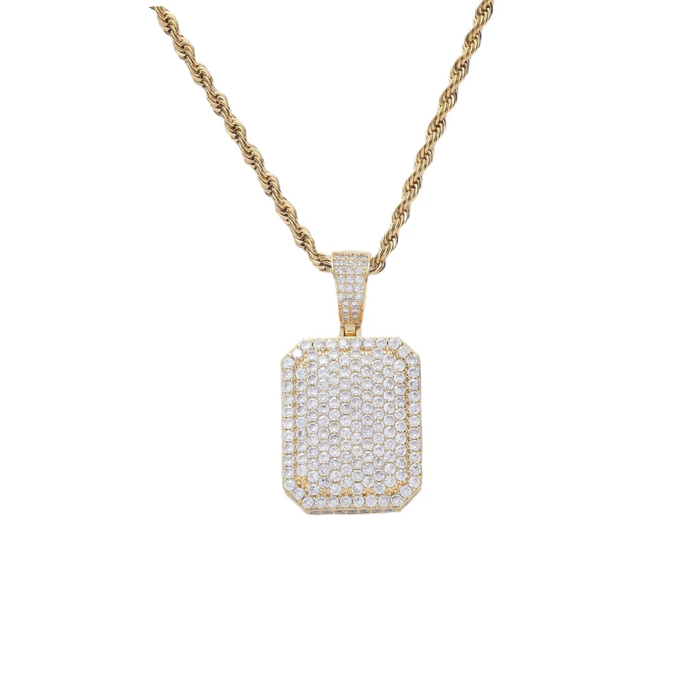 CN409   Brass Setting CZ  Pendant Micro Pave CZ Stones  Pendent NecklaceJewelry for Men and Women