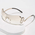 Luxe 2023 Fashion Rimless Y2k Wrap Around Sports Sun Glasses One Piece Frameless Wholesale Brand Sunglasses for Women