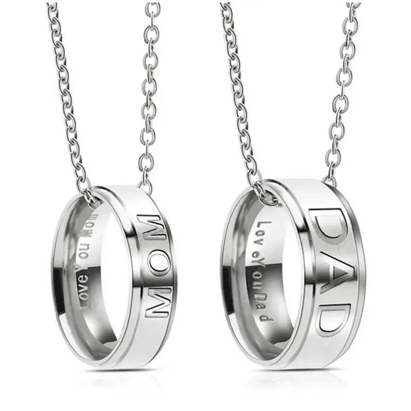 European and American Fashion Stainless Steel Hand Jewelry DAD MOM Titanium Steel Pendant Ring Necklace Novelty Gifts