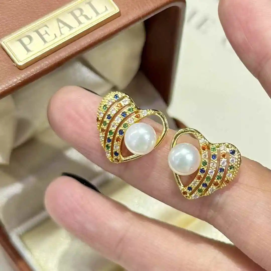 Special Offer Ear Needle Earrings with 7-8mm Candy Colored Freshwater Pear Cut Pearls for Parties or Gifts