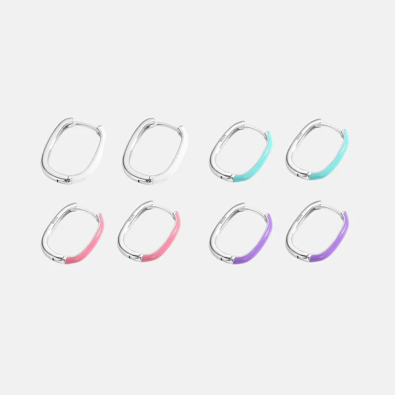 Colorful Glue Earrings 925 Sterling Silver White Pink Cyan Purple Drop Glue Earring for Women Fine Jewelry Wholesale