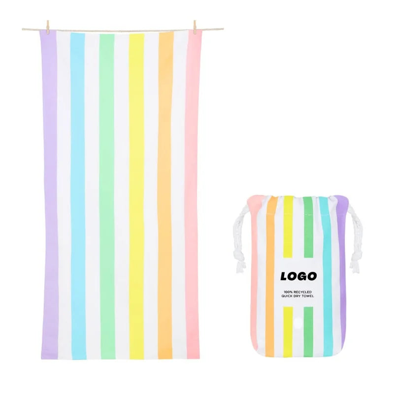 Custom Print Logo Sand Free Quick Dry 80*160 CM Striped Beach Towel