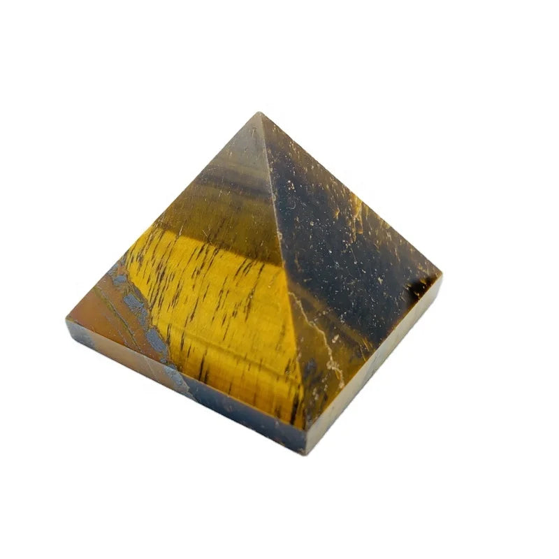 Wholesale natural tiger eye stone yellow crystal pyramid for decoration