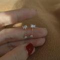 Hot Sale Pure 925 Sterling Silver Simple Fashion Shiny Square Zircon Tassel Stud Earrings for Women Girls