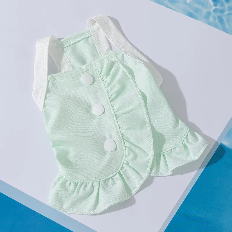 Wholesale Custom Logo Sky Blue Design Puppy Clothing With Buttons Spring Summer Pet Clothing for Dogs