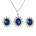Wholesale Women's Trendy Alloy Blue Sunflower Rhinestone Jewelry Sets-Wedding Party Gift Necklace Earrings
