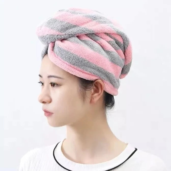 Factory Price Dry Hair Towel Absorbent Striped Bath Towel Women Washcloth for Shower Bathroom Microfiber Home