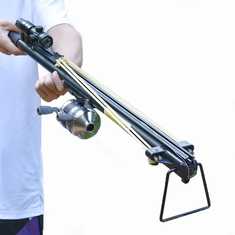 Powerful Slingshot Sling Shot Long Rod Sling Shot Outdoor Hunting Slingshot with Fishing Reel