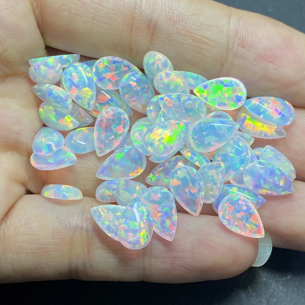 HQ GEMS Jelly Opal Lab Create Opal Stone White Fire Flatback Cabochon OP534 Loose Opal Price Per Gram
