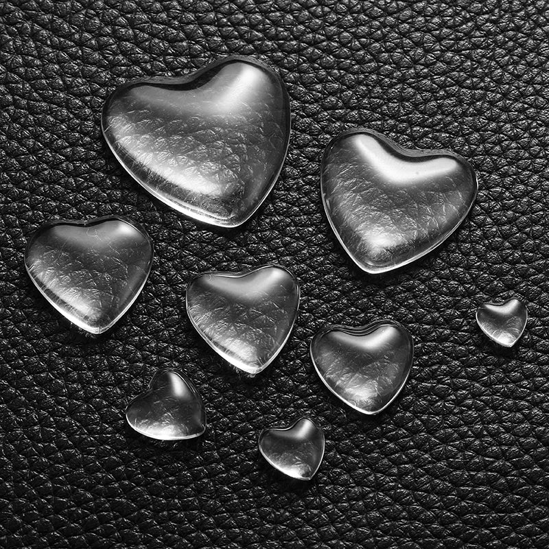 8-30 mm Heart Shape Flat Back Glass Cabochon Transparent Clear Crystal Cabochon Cameo for Diy Jewelry Making Supplies V1007