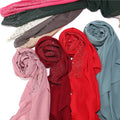 Cheap Price Factory Wholesale Arab Dubai Rhinestone Muslim Chiffon Scarf Hijab Women Malaysia Head Wrap Plain Scarf Hijab