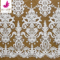 2022 Hottest Pure White Sequins Embroidered Fabric French Tulle Lace for Bridal Nigerian Wedding Dress HY1553-3