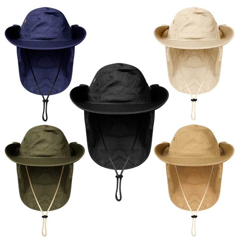 Goldfour GC-2010 Outdoor Wide Brim Breathable Character Style Unisex Bucket Hat UV Protection Neck Cover Fishing Safari Spring