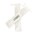Custom Logo 5x23cm Muslin Calico Drinking Straw Bag Small Organic Cotton Chopsticks Bags