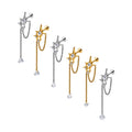 ASTM F136 Titanium Piercing Drop Earring With Chain Dangle CZ Helix Cartilage Conch Labret Lip Ear Stud Flat Back Party Jewelry