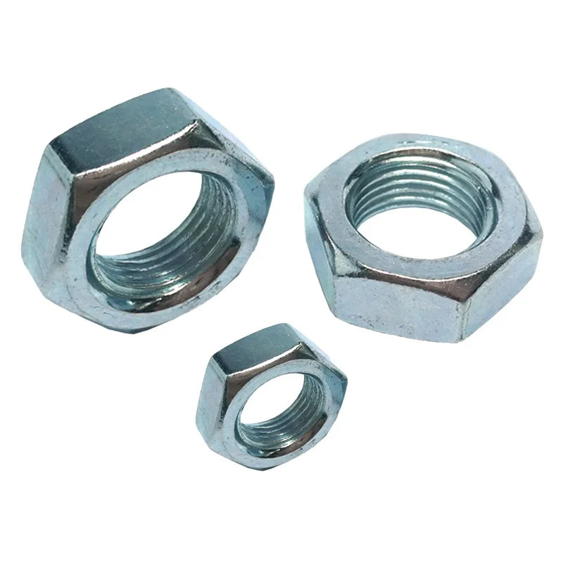 Steel Blue Zinc Galvanized DIN439 ISO4035 Chamfered Metric Fine Pitch Thread Hexagon Thin Jam Nuts Hex